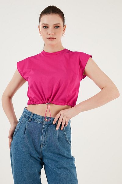 Lela Crew Neck 100% Cotton Crop T Shirt T SHIRT5865587