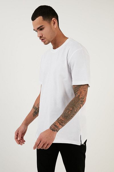 Buratti Tricou de bază, 100% bumbac, cu decolteu obișnuit, cu croială normală Tricou pentru bărbați 5902271