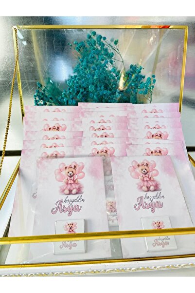 Bella Süs Evi İsme Özel 25 Adet Bebek Çikolatası Hoşgeldin Bebek Hediyelik Ma...