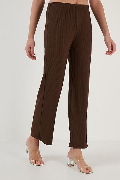 Lela Ribbed Relaxed Cut Wide Leg Trousers Trousers 5865028