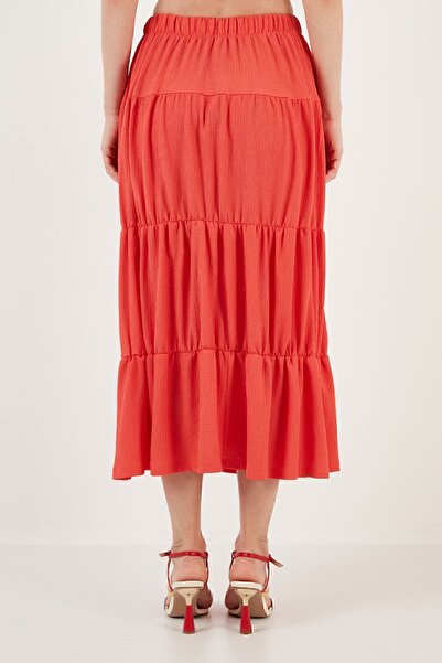 Lela Fustă lungă stratificată cu talie elastică Fustă5865568