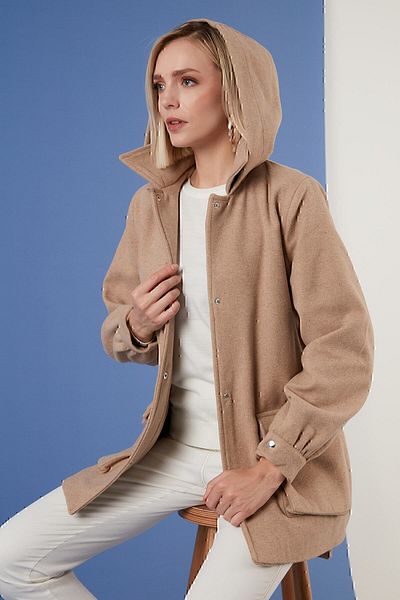 Lela Cotton Regular Fit Belted Hooded Coat Women's Coat 6380057