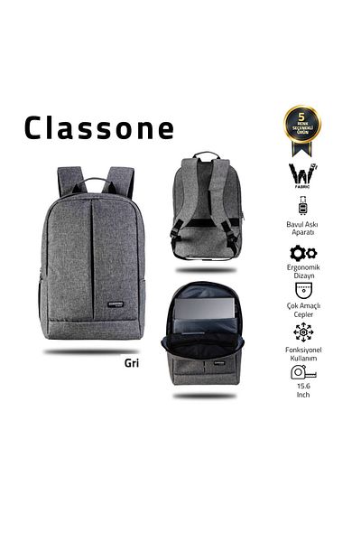 Classone St-zs204 15.6 بوصة Wtx Pro نسيج مقاوم للماء، حقيبة ظهر للكمبيوتر المحمول - رمادي