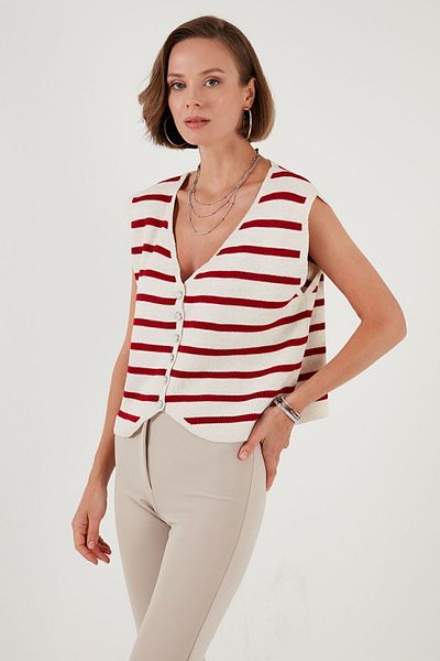 Lela Knitwear V-Neck Vest - Buttoned, Vest 4616178