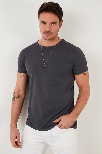 Buratti Тениска с кръгло деколте 100% памук Slim Fit Basic T Shirt Мъжка тениска 59020001