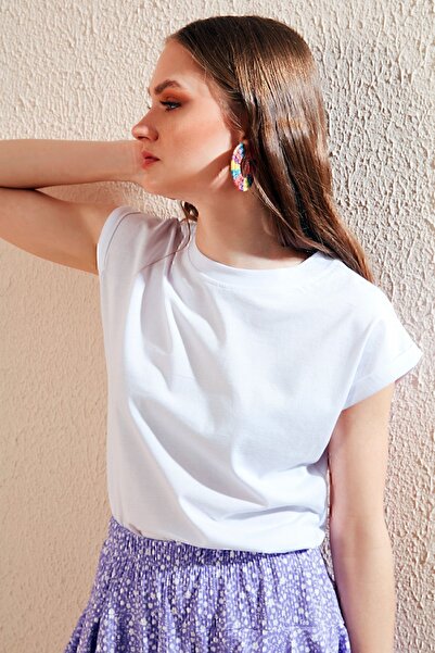 Lela Bisiklet Yaka % 100 Pamuk Basic T Shirt T Shirt 5864121