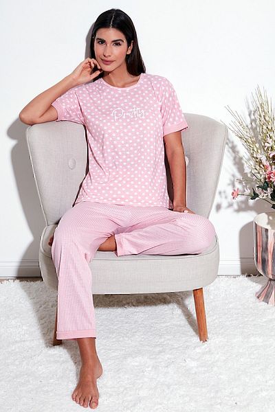 Lela Regular Fit Crew Neck Short Sleeve Pajamas Set PYJAMAS SET65790130