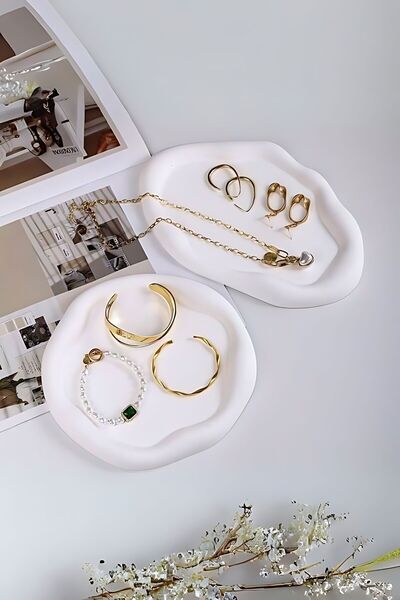 tambana White Presentation Jewelry Plate Decorative Tray Object Set 2 Pieces ...