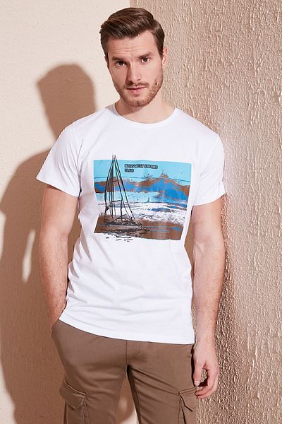 Buratti Ανδρικό μπλουζάκι με στάμπα Crew Neck 100% βαμβακερό Slim Fit T-shirt 541YELKEN24