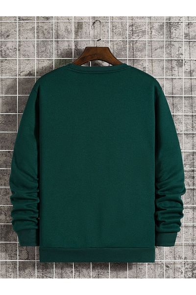 MODARİCH Φούτερ Atlanta Nefti Green Oversize - Χοντρό χειμωνιάτικο, ροζ ρολό λαιμόκοψη