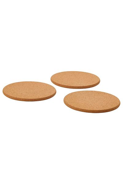 IKEA 3 Pieces of Cork Trivet Diameter: 19 cm Ikea 3-Piece Pot Under Pan Trivet Brown