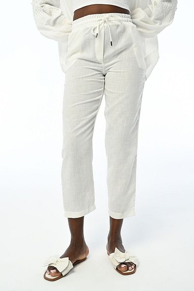 Orfeo Negro Women's Comfortable Fit - Elastic Waist Fabric Trousers