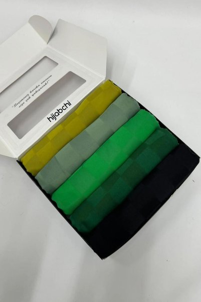 hijabchi Set of 5 Imported Silky Jacquard Shawl - 5 Pcs Shawl Gift Box