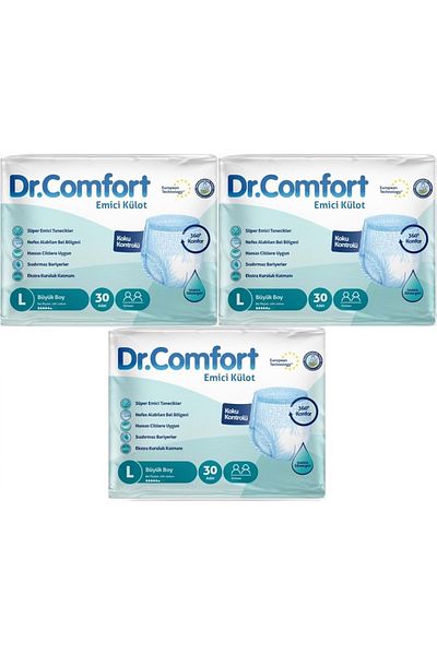 Dr.Comfort Adult Absorbent Diaper Panties - L Large 90 Pieces (3Pk*30)