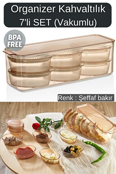 JASPER JPR-258 نحاس شفاف 7 قطع منظم أنيق مفرغ من الهواء لإفطار الإفطار