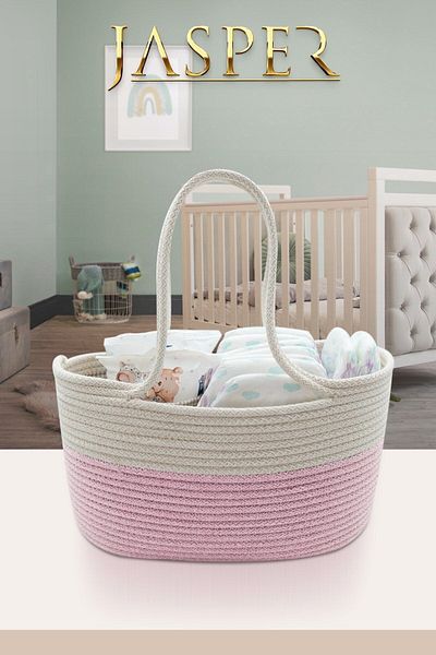 JASPER Pink Jute Rope Baby Care Bag - Multi-Purpose Organizer