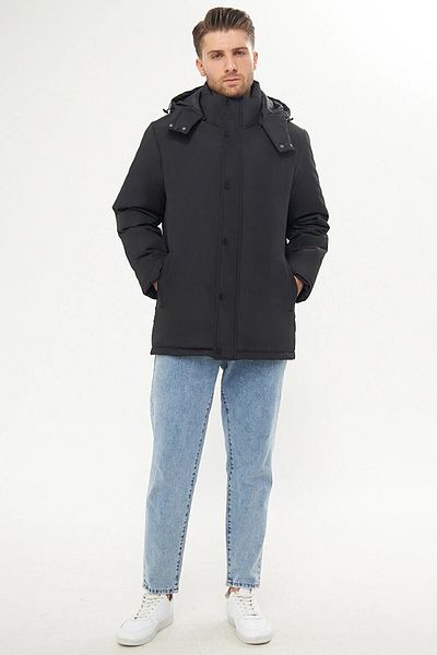 D1fference Herren-Wintermantel – abnehmbare Kapuze, winddicht, Parka-Design
