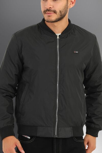 D1fference Pánská černá větruodolná sportovní bunda z prošívaného vlákna