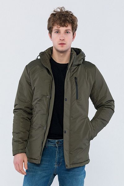 D1fference Herren Khaki Ausgehen Kapuze Winddicht Dicke Sportmäntel & Mäntel & Parka