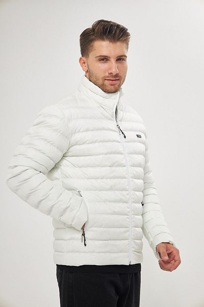 D1fference Men's Water Resistant Stand Collar Inflatable Winter Gel Fiber Filling Beige Coat