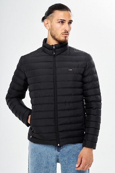 Goccix Men's Water Resistant Stand Collar Inflatable Winter Gel Fiber Filling Black Coat