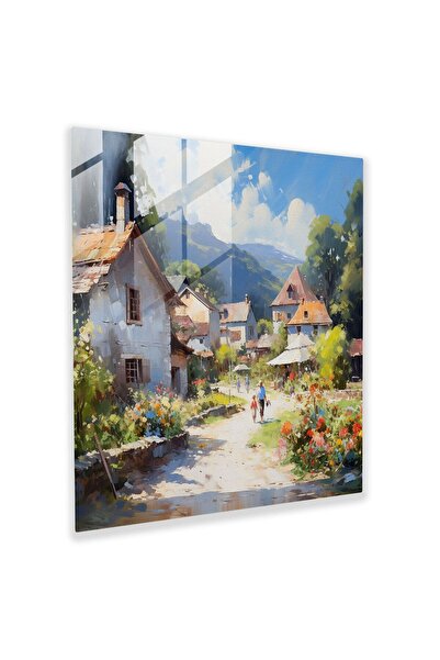 PaintedAnarchy Glass Painting - Impressionist European Village - Village, Vil...