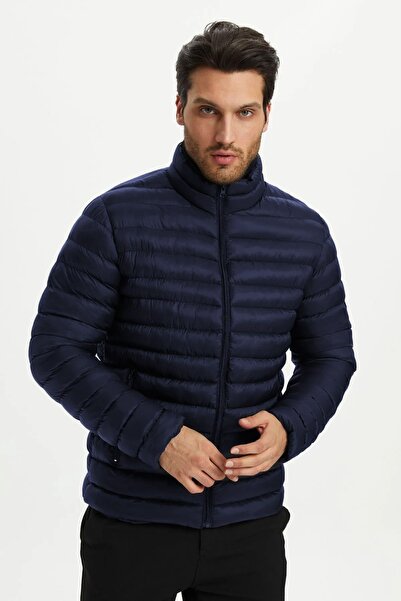 river green Navy Blue Men's Sports Jacket - Puffer Gel, Fiber Filling
