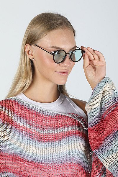 TomyHelf Stylish Women's Sunglasses with Green Glass and Patterned Frame