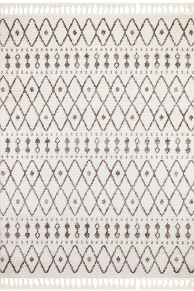 Halımax Havana HV03 Kahve Ekstra Yumuşak Tuşeli Örgü Saçaklı Halı