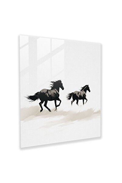 PaintedAnarchy Wildlife Glass Wall Art, Minimalist Horse Sketch, Wild Life, H...