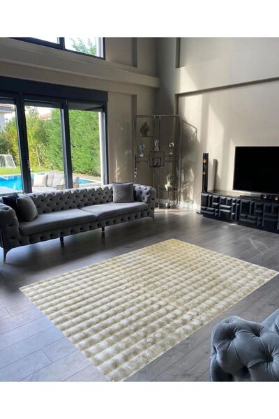 halıpera Bubble Tavşan Serisi Yumuşacık Tavşan Tüyü Kaymaz Dokuma Taban Peluş...