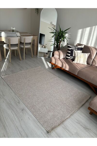 Halımax Ribera Bej Yumuşak Dokulu Bukle Halı Kilim Salon Mutfak Koridor Yolluk Dokuma Makine Halısı
