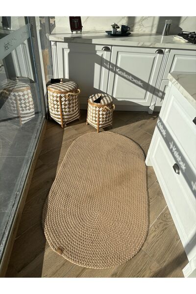 Halımax Milda 11 Hav Toz Vermez Jüt Kilim Çift Taraflı Hasırlı Bej Örgü Halı