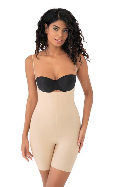Cooqpoo Full Length Seamless Women's Corset with Chest Support - S-3Xl, Belly Gathering, Laser Cut