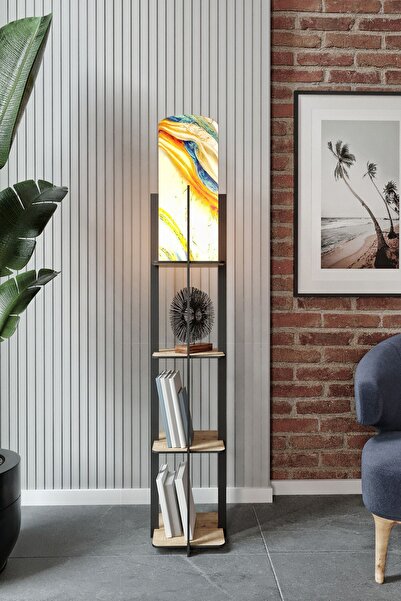 Halımax Luna Meşe Raflı Rainbow Modern Dekoratif Lambader