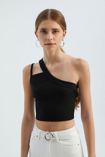 Hiccup Crop top cu un singur umăr