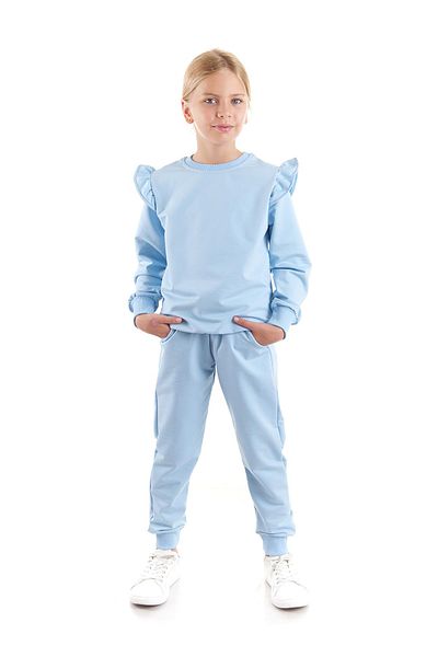 AHENGİM Κοριτσίστικο σετ αθλητικής φόρμας Cotton Trend - Frill Detailed Ak2515