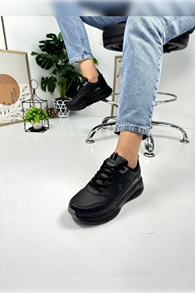 Nstil Жіночі чорні кросівки на шнурівці з овальним носком, товстою підошвою, ...