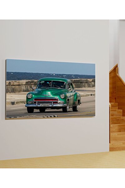 AR AJANS KANVAS TABLO Chevrolet Classic Car Type Green Tint Gallery Pictură d...