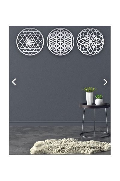Numa Concept Flower of Life 3 Painting - Silver Plexiglass Wall Decoration, 30X30 cm