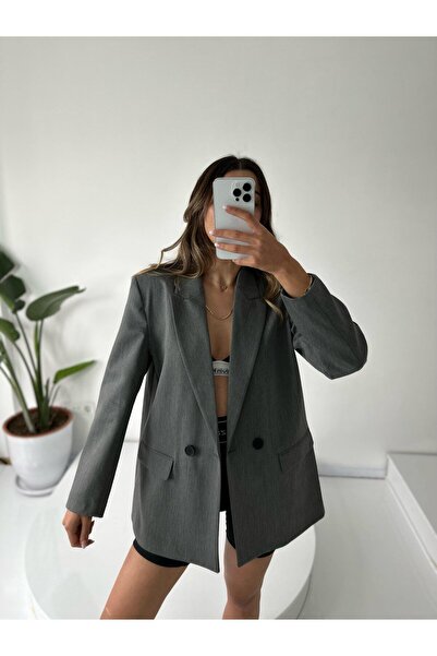 Marbella Poliviskon βάτα τμχ oversized Γυναικείο Μπουφάν - Λεπτομέρεια με διπλό κουμπί