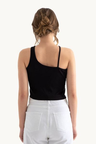 Hiccup Top crop de bază fără mâneci cu un singur umăr