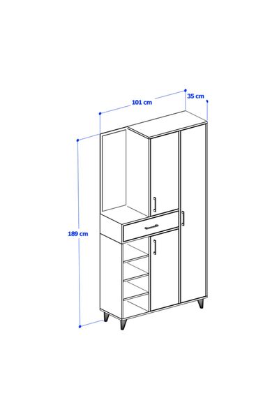 ANZERA Opus Portmanto - Aynalı Atlas Çam - Antrasit