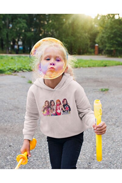 MAGORS BLACKPINK GIRLS - Детска суитшърт с качулка и 3 ленти, без джобове