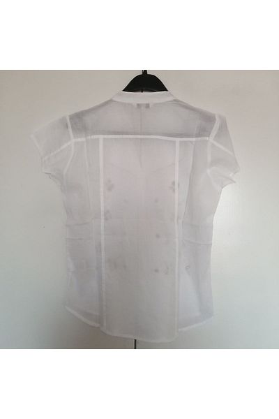 Next White Floral Embroidered Authentic Cotton Women's Blouse - Made in Indian with Scallop and Button Detail