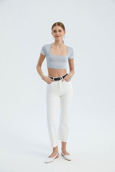 Hiccup Βασικό Crop Top με τετράγωνο γιακά