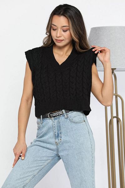 GÜLSELİ V-Neck Black Women's Knitwear Sweater
