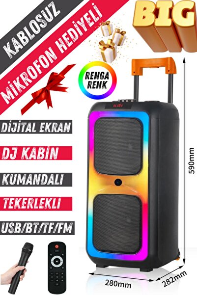 a+ anyplus Büyük Boy Bluetooth Hoparlör Kablosuz Mikrofon Kumanda Tekerlek US...