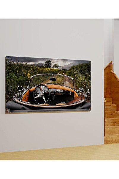 AR AJANS KANVAS TABLO Otvoreni vrh, narandžasti klasični automobil A16, galer...