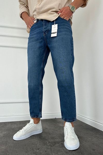 MADZEYMODA Navy Blue Jean Jeans - Ανδρικό BoyFriend Mold KE-188